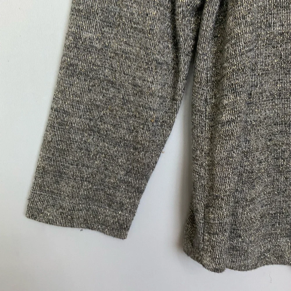 Talbots Plus Sz 3X Gray Tan Gold Metallic Cowl Neck Knit Lightweight‎ Sweater